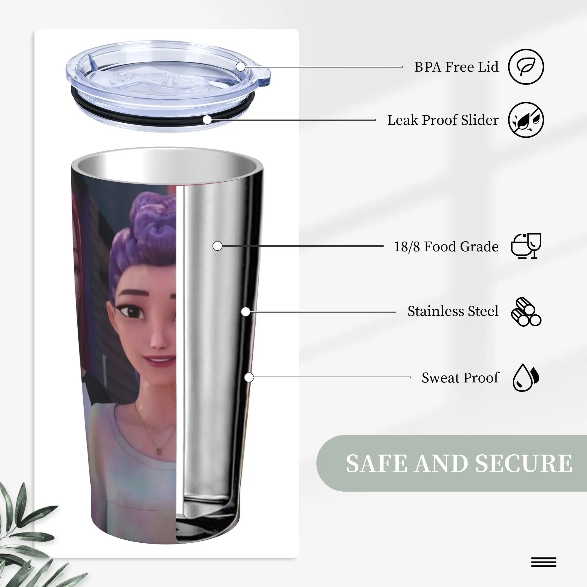 Tasse en acier inoxydable, garde chaud ou froid, du film aminé K-Pop Demon Hunters