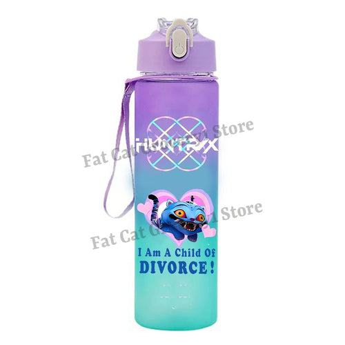Kpop Demon Hunter Water Bottle with Straw 750ml Kids Summer Anime Cup