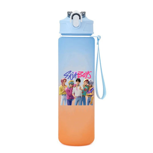 Kpop Demon Hunter Water Bottle with Straw 750ml Kids Summer Anime Cup